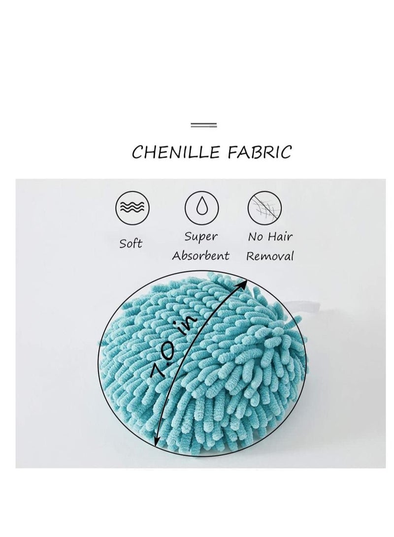 MahMir MahMir Microfiber Hand Towel Ball Fast Drying Chenille Hand Towel Ball Absorbent Soft Towel Microfiber Hand Towels for Bathroom Kitchen Hand Drying Puff Green + Grey, 2Pack  - Image 3