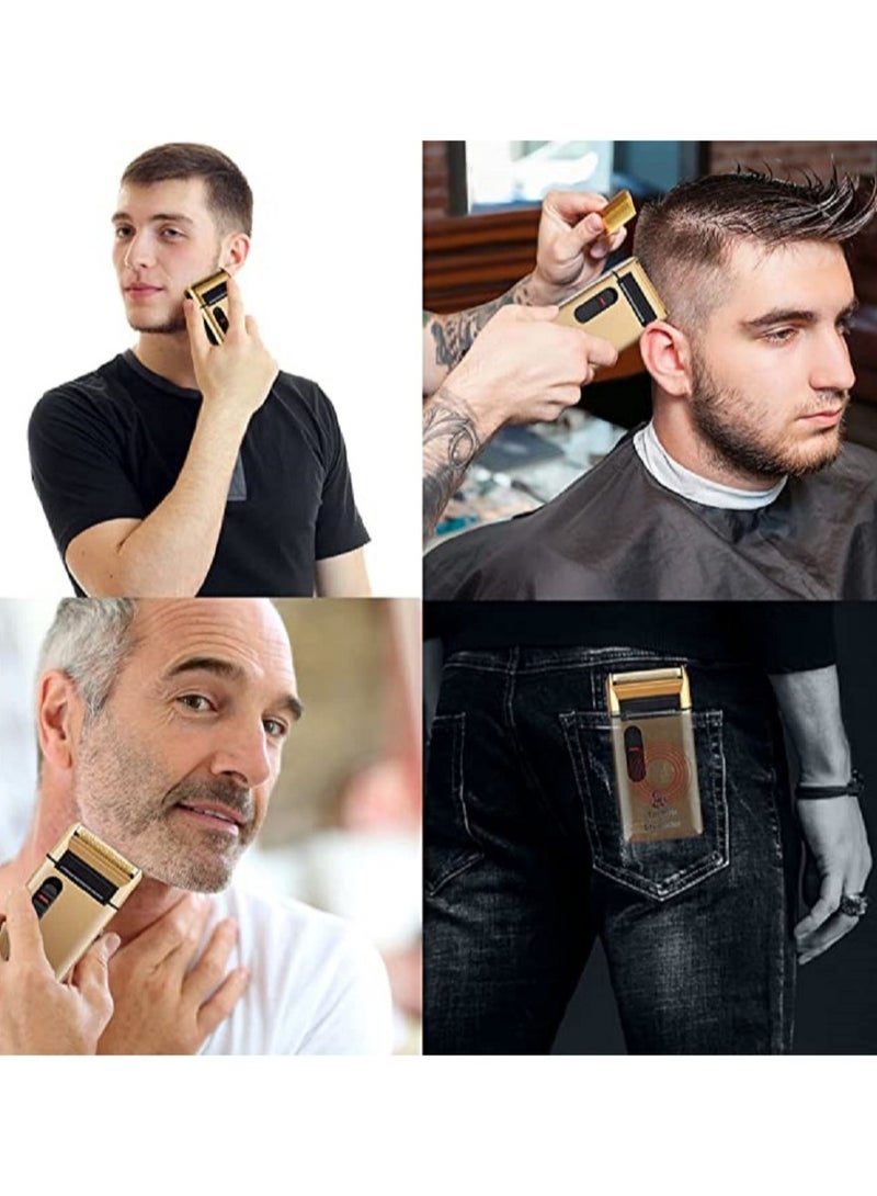 Chin Smoothing Machine For Men by Styleader and yandou, with 24K Gold Coated Foil Blade and Popup Beard Trimmer, Rechargeable Electric Razor for Men - Gold - Image 5