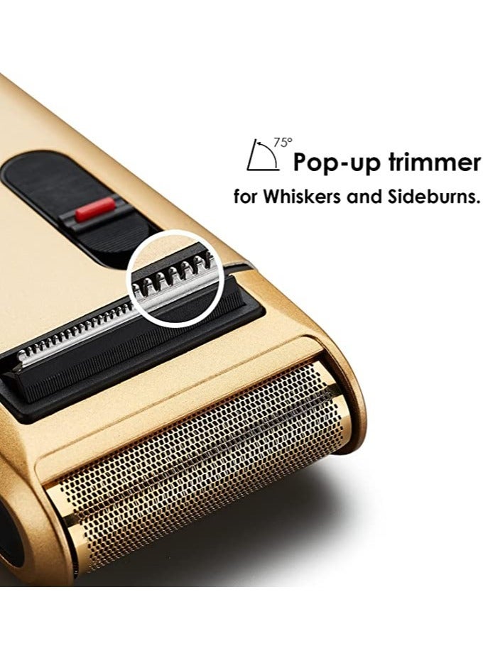 Chin Smoothing Machine For Men by Styleader and yandou, with 24K Gold Coated Foil Blade and Popup Beard Trimmer, Rechargeable Electric Razor for Men - Gold - Image 2