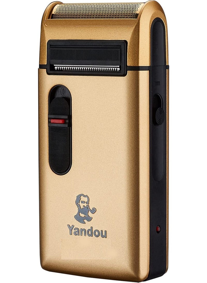 Chin Smoothing Machine For Men by Styleader and yandou, with 24K Gold Coated Foil Blade and Popup Beard Trimmer, Rechargeable Electric Razor for Men - Gold - Image 1