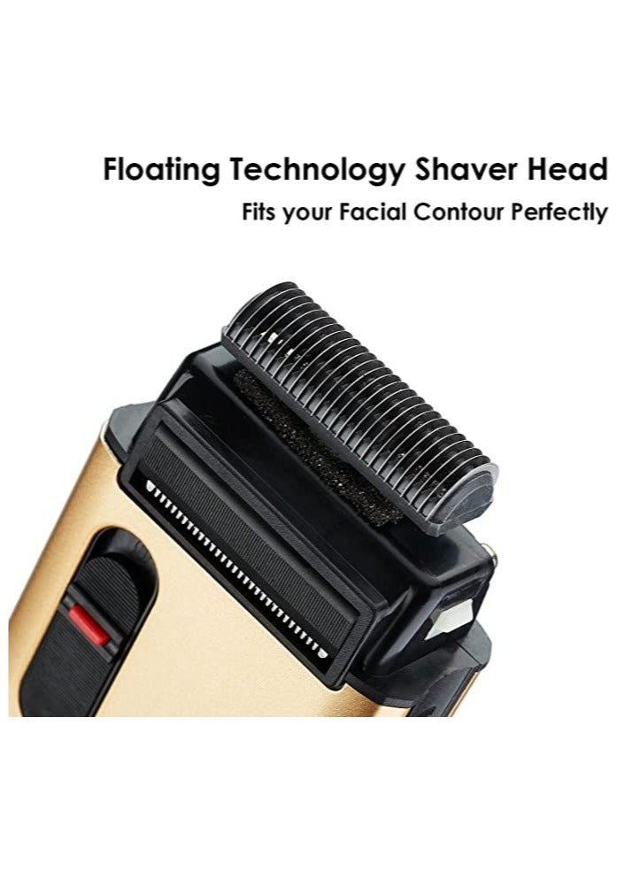 Chin Smoothing Machine For Men by Styleader and yandou, with 24K Gold Coated Foil Blade and Popup Beard Trimmer, Rechargeable Electric Razor for Men - Gold - Image 4