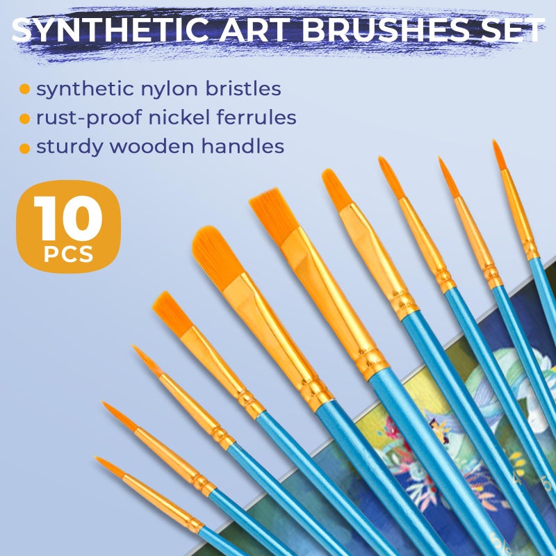Nicpro 34PCS Kids Painting Set with Pattern Canvas, Art Painting Supplies Kit with 12 Acrylic Paints,10 Brushes,6 Canvas Panels,Table Easel,Paper Pad,Color Wheel,Palette for Beginner Students - Image 5