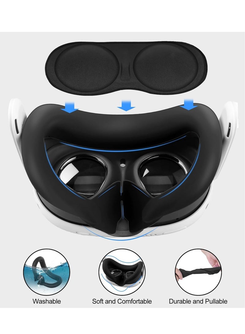 مجموعة أغطية سيليكون متوافقة مع ملحقات الواقع الافتراضي Oculus/Meta Quest 3، غطاء حماية يتضمن مقابض وحدة التحكم والغطاء الأمامي وغطاء سماعة الرأس وغطاء الوجه وواقي العدسة - Image 5