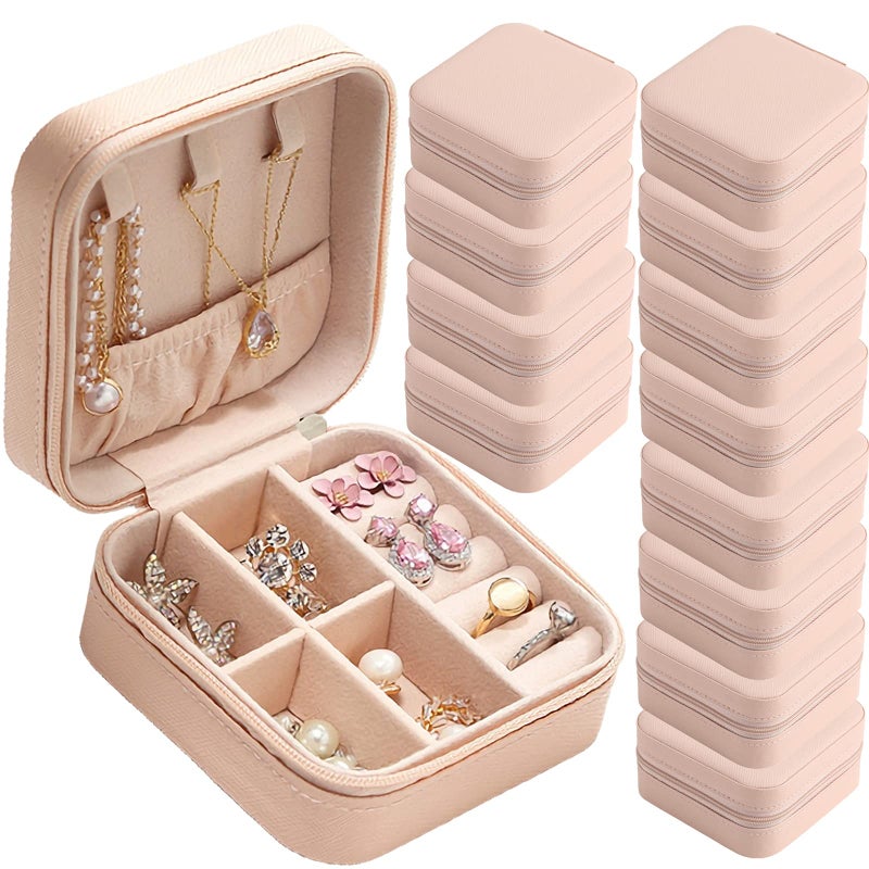 CIPIDI Travel Jewelry Case Bridesmaid Gifts Box,12 Pack Small Jewelry Box Mini Jewelry Organizer,PU Leather Portable Earring Storage Box for Women Girls Bridesmaid Proposal Gifts - Image 1