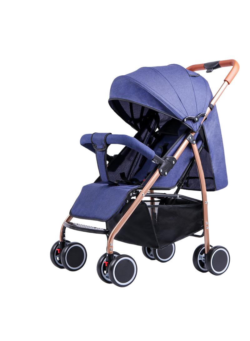 Bidirectional Baby Stroller With Lightweight Shock Absorption Sitting And Lying Down Foldable Newborn Portable Stroller(Blue) - Image 1
