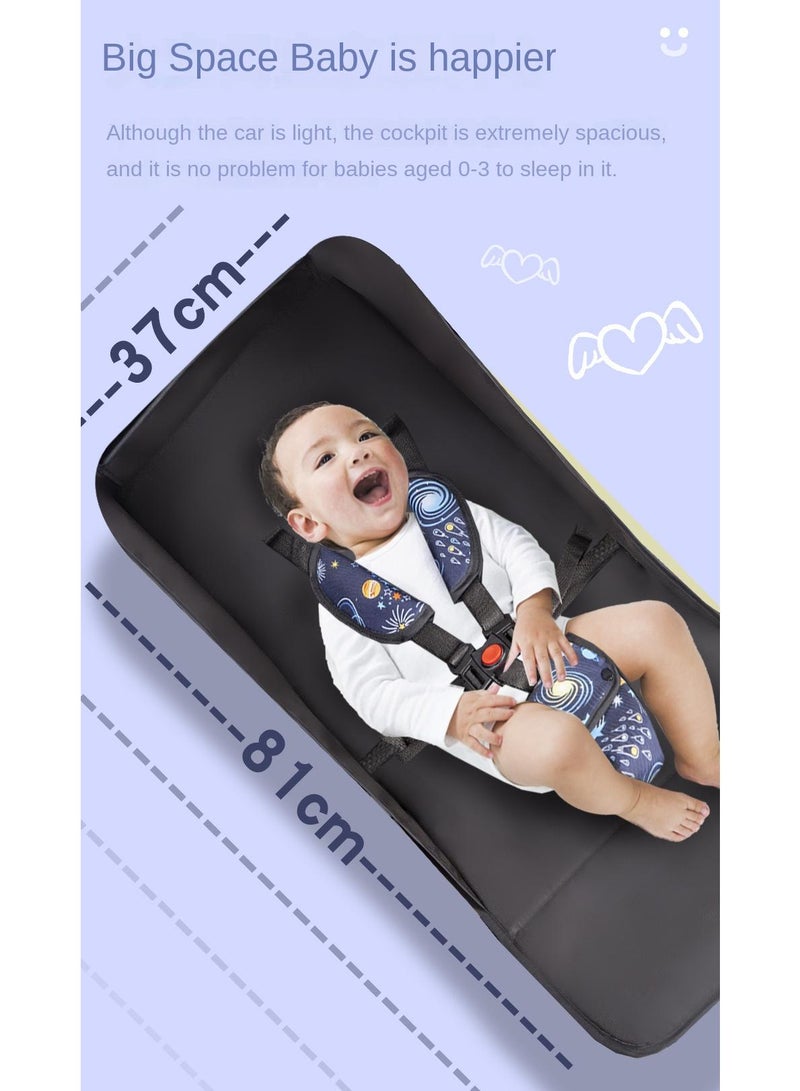 Bidirectional Baby Stroller With Lightweight Shock Absorption Sitting And Lying Down Foldable Newborn Portable Stroller(Blue) - Image 3