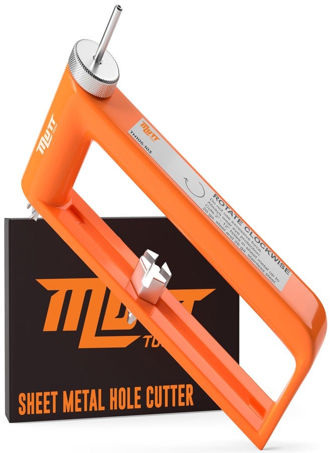 AMERICAN MUTT TOOLS قاطع ثقوب قابل للتعديل من Mutt Tools للمعادن - يقطع ثقوبًا مقاس 2-12 بوصة في الفولاذ مقاس 24 والفولاذ المقاوم للصدأ مقاس 26 - أداة شديدة التحمل لأنظمة التدفئة والتهوية وتكييف الهواء وأعمال القنوات والتركيبات الكهربائية والأسقف - Image 1