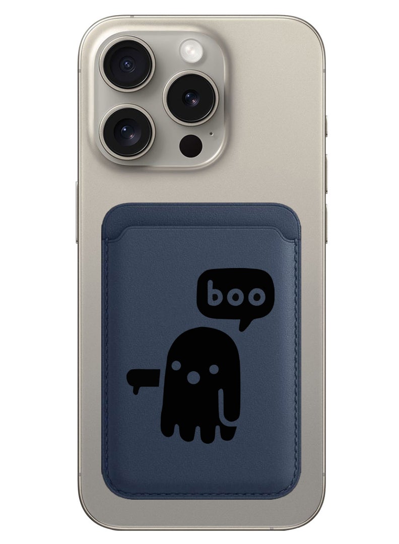 Theodor Magnetic Wallet, Compatible with MagSafe Wallet, for iPhone Wallet, for iPhone 16/15/14/13/12 Series, Not for iPhone 13/12 mini, 3 Card Holder, Vegan Leather, Navy - Boo B - Image 1