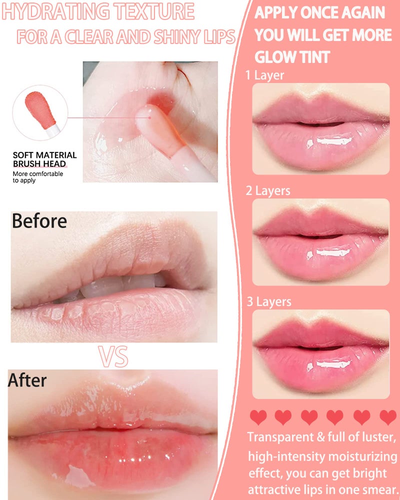 LYSdefeu Plumping Lip Glow Oil,Hydrating Tinted Lip Oil Gloss,Glow Reviver Lip Oil,Long Lasting Moisturizing Clear Lip Plumper Oil Tint for Lip Care Dry Lip,Christmas Makeup Gift for Women (#012 Rosewood) - Image 5