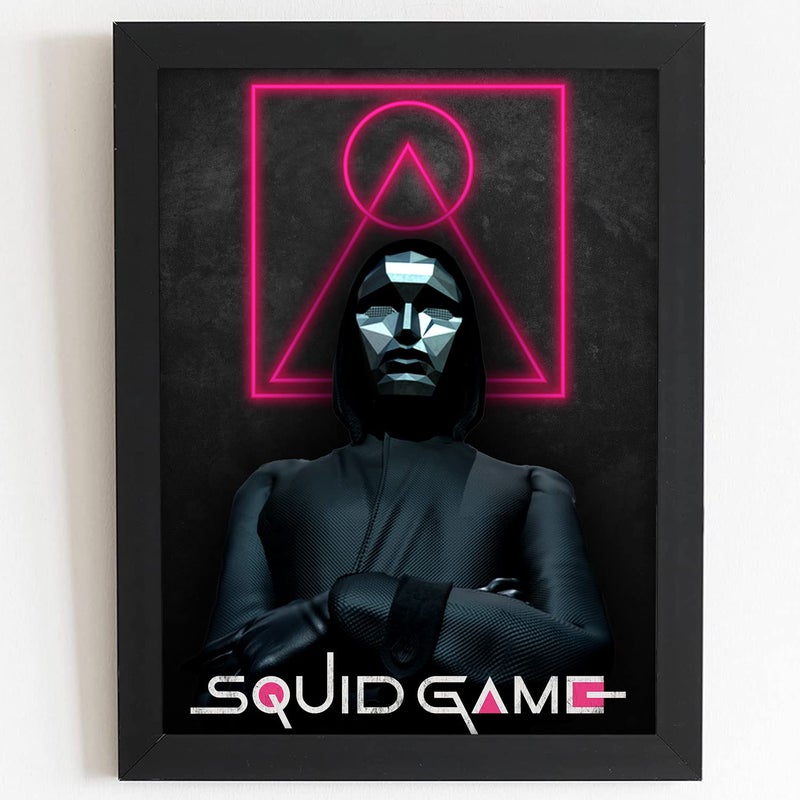 Craftolive Squid Game Black Man Poster with Frame for Wall Decor Room Decor Home Decor Gift Framed Poster Wall Frame - Image 1