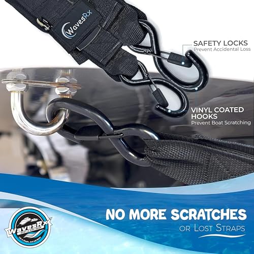 WAVESRX Pontoon & Boat Trailer Transom Straps (2PK) - 48" Tie Down Adjustable Boat Strap for Trailer - Outperforms Ratchet & Retractable Tie-Down Strap - Transom Tiedowns for Secure Transportation - Image 4
