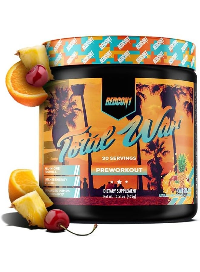 REDCON1 Total War Cali Splash Pre Workout 30 Servings | Caffeine Pre-Workout Powder | Beta Alanine, Citrulline Malate & Taurine | Sports Nutrition Formula - Image 2