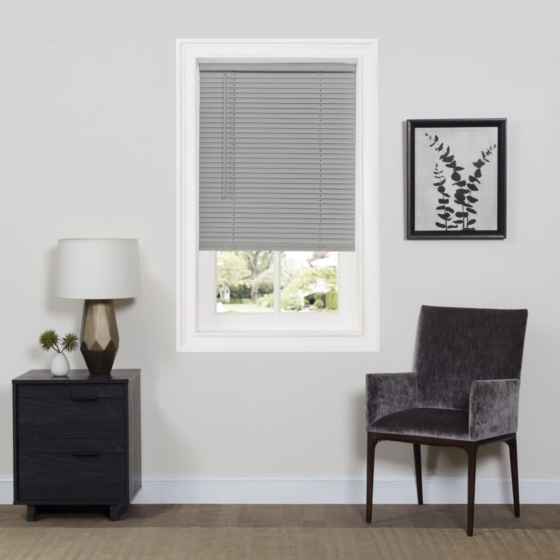 Achim Cordless Room Darkening Mini Blind - 23 Inch Width, 64 Inch Length, 1" Slat Size - Gray - Cordless GII Deluxe Sundown Horizontal Windows Blinds for Interior by Achim Home Decor - Image 1