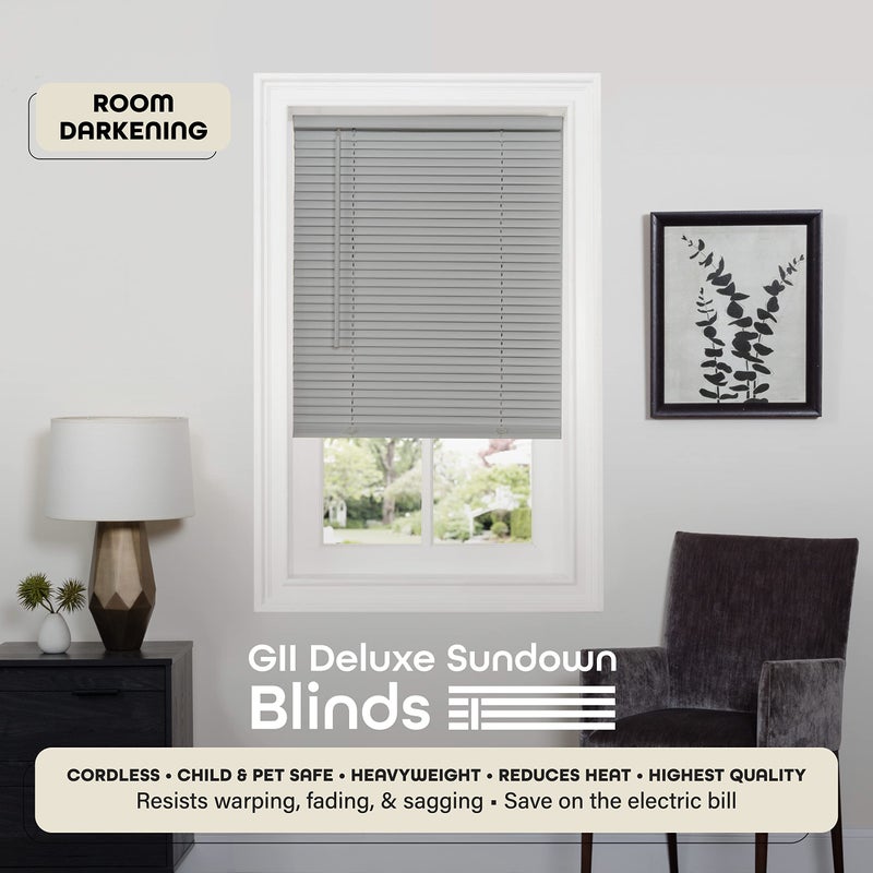 Achim Cordless Room Darkening Mini Blind - 23 Inch Width, 64 Inch Length, 1" Slat Size - Gray - Cordless GII Deluxe Sundown Horizontal Windows Blinds for Interior by Achim Home Decor - Image 2