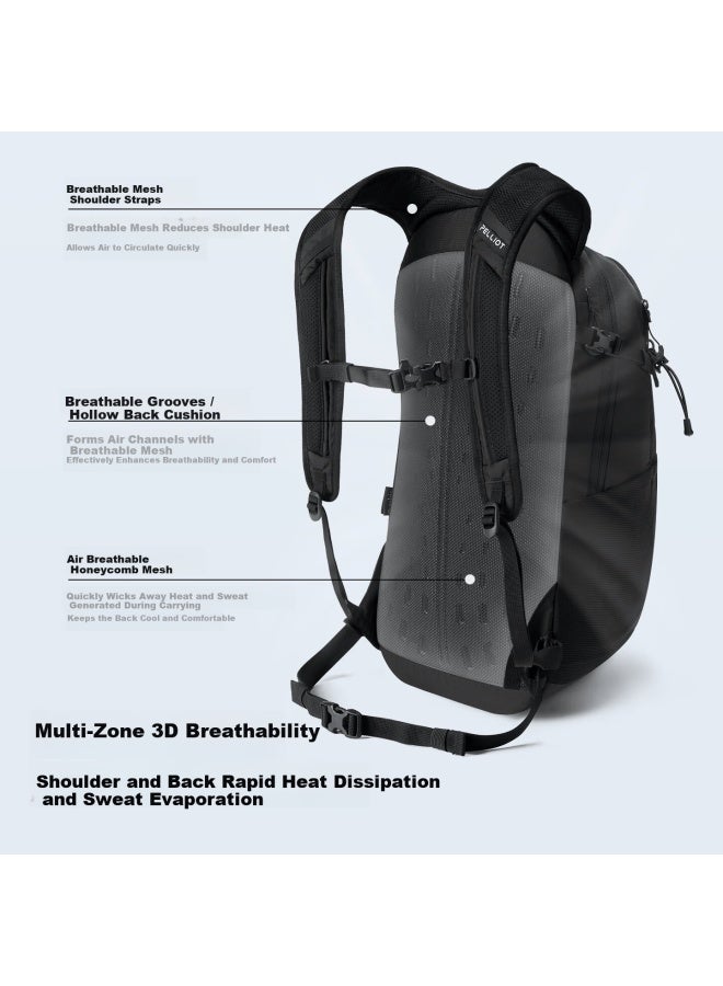 Pelliot Zuguang Pro Outdoor Mountaineering Backpack 20l Lightweight Hiking Double Shoulder Bag For Men And Women 166025074 Black - Image 2