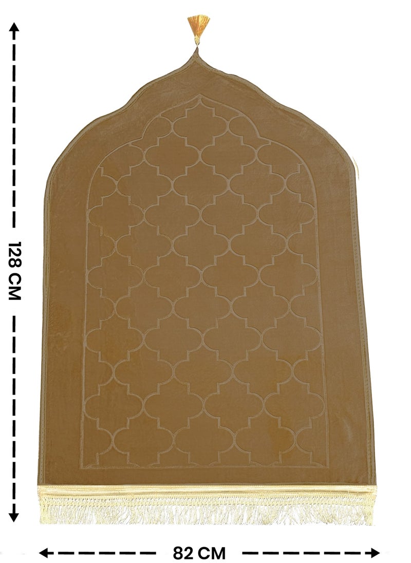 Jinou - Prayer Mat with free namaz cap and tasbih beeds – Made With Premium Quality Turkish Velvet with Memory Foam – Ramadan Gift Prayer Rug for Men, Women and Grandparents and Kids. - Image 1