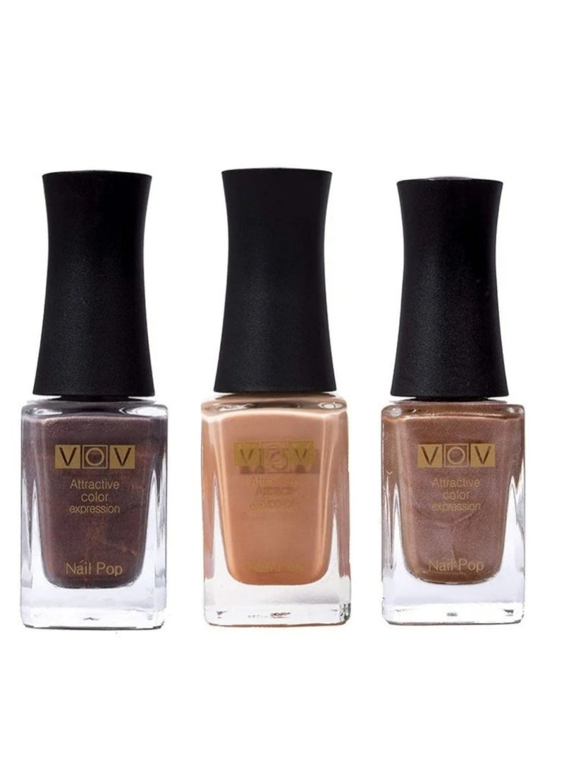 فوف مجموعة طلاء أظافر فوف 3 ألوان: سيكريت بيج، براوني بيج، وبيرلي براوني (أرقام 2003، 2006، 2008) - Image 1