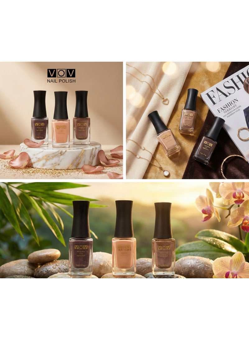 فوف مجموعة طلاء أظافر فوف 3 ألوان: سيكريت بيج، براوني بيج، وبيرلي براوني (أرقام 2003، 2006، 2008) - Image 2