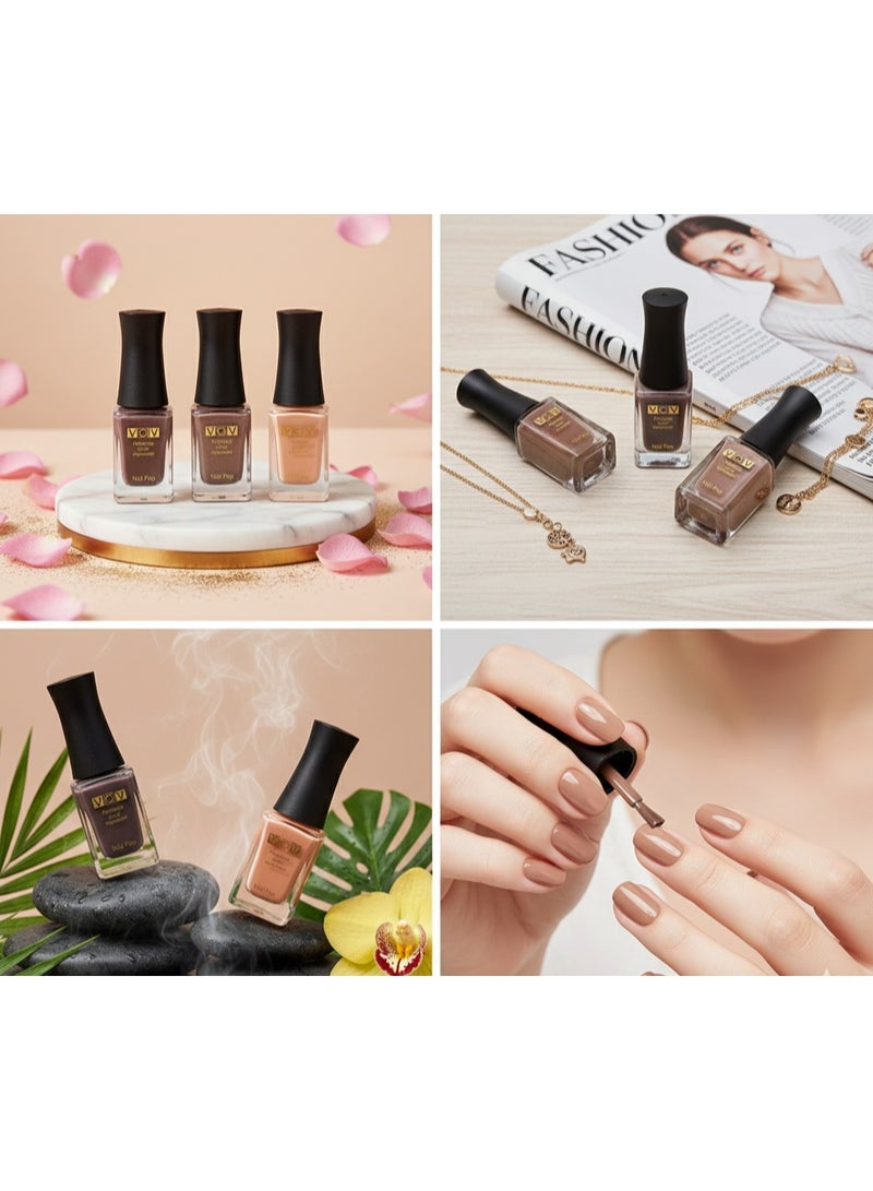 فوف مجموعة طلاء أظافر فوف 3 ألوان: سيكريت بيج، براوني بيج، وبيرلي براوني (أرقام 2003، 2006، 2008) - Image 3