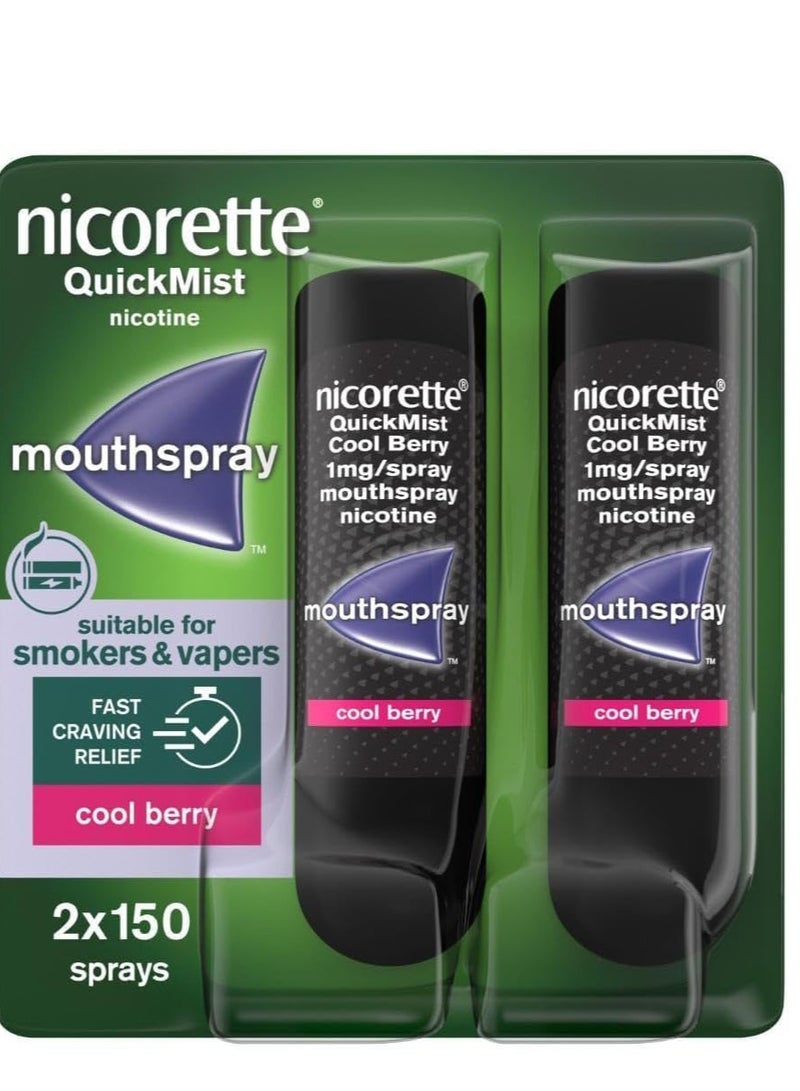 Nicorette - Quickmist Mouth Spray, Cool Berry - 2 x 150 Sprays - Image 1