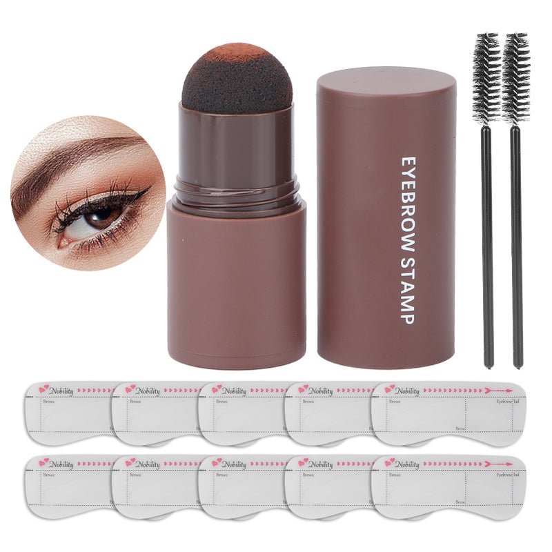 One Step Eyebrow Stamp Shaping Kit Long Lasting Waterproof Eyebrow Powder Set for MakeupDark Brown - Image 5