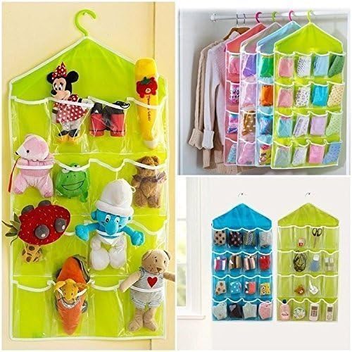 ATOOZED Wall Mounted 16 Grid Storage Bag for Clothing Accessories Small Gadgets Slippers Toys Organizer 80 X 42 cm Multicolor - Image 5