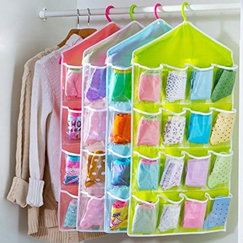 ATOOZED Wall Mounted 16 Grid Storage Bag for Clothing Accessories Small Gadgets Slippers Toys Organizer 80 X 42 cm Multicolor - Image 3