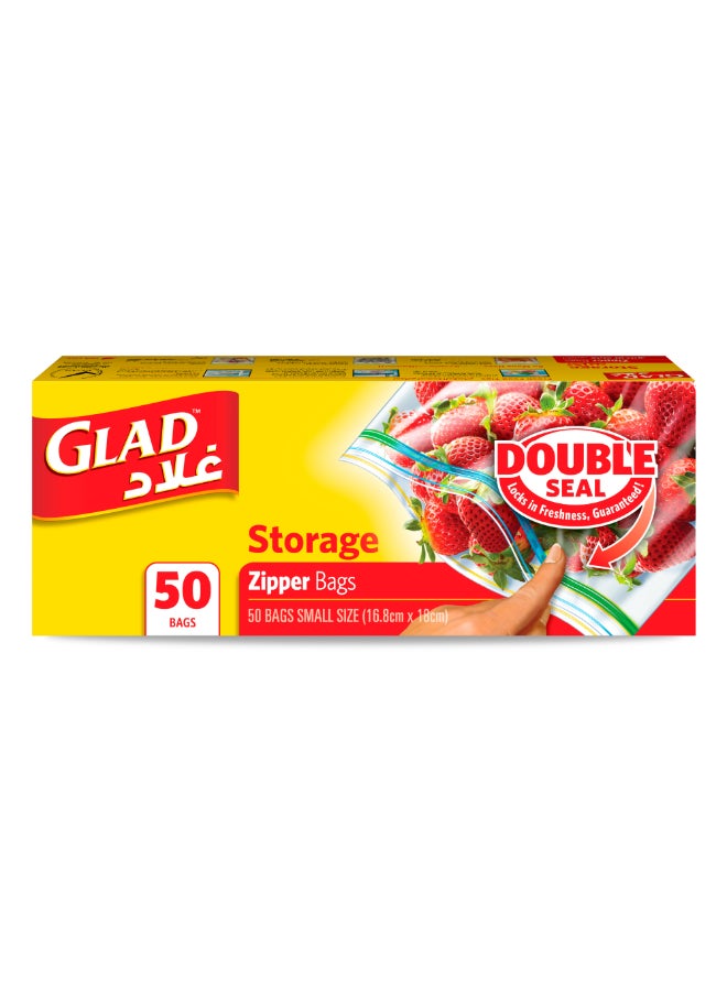 Glad Zipper Food Storage Plastic Bags 50 Count (16.8cmx18cm) - Image 1