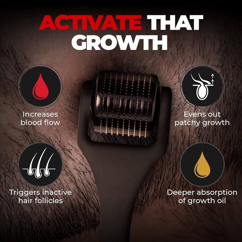 BEARDO Beardo Beard Hair Growth Oil 50ml Derma Roller For Hair Growth 05 mm Dermaroller For Thicker Longer Beard Uneven Patchy Fast Beard Growth For Stronger Fuller Beard Hair - Image 5