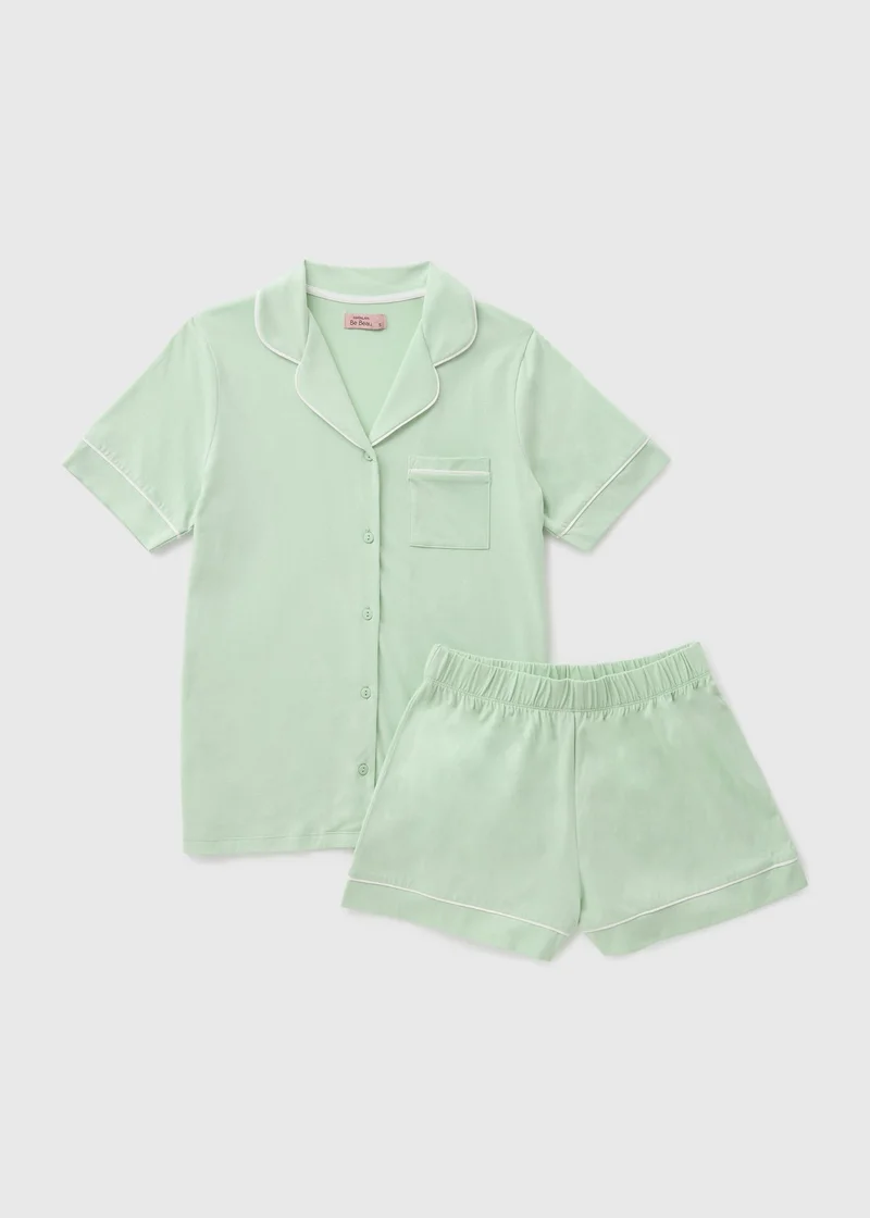 Matalan Green  Button Through Short Pyjama Set