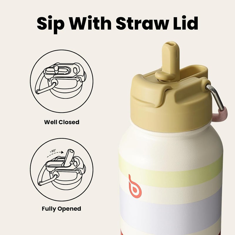 bottle bottle bottlebottle Bottle Bottle Stainless Steel Water Bottle 1 Litre with Straw - Leak-proof Insulated Bottle for Sports & Gym, with Pill Compartment, BPA-Free, Double Walled (Bands) - Image 3