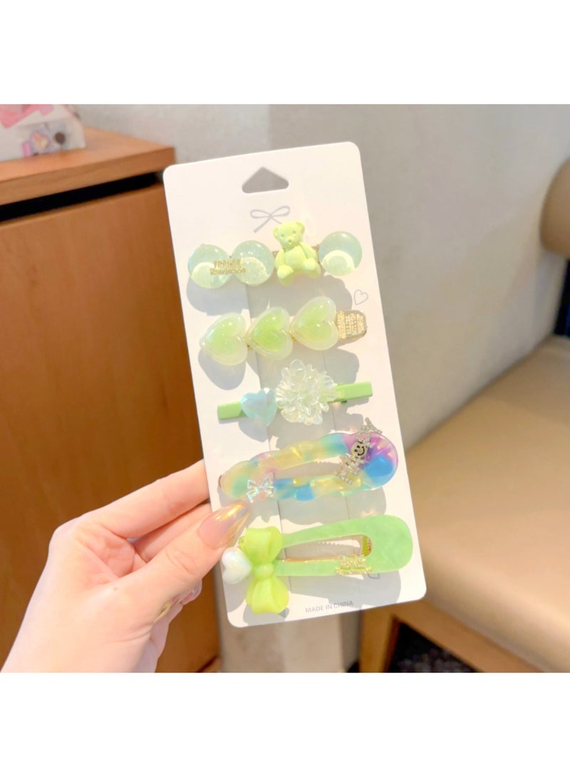 5-Piece Gold Hair Clips Set – Elegant Metal Bobby Pins / Green - Image 2