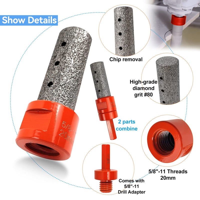 YUANYUU 3PCS Diamond Beveling Chamfer Bits Set, Diamond Drill Bits for Ceramic with 5/8"-11 Drill Adapter, Tile Drill Cone Grinder Bit for Existing Holes Enlarging, Trimming, Orange - Image 5