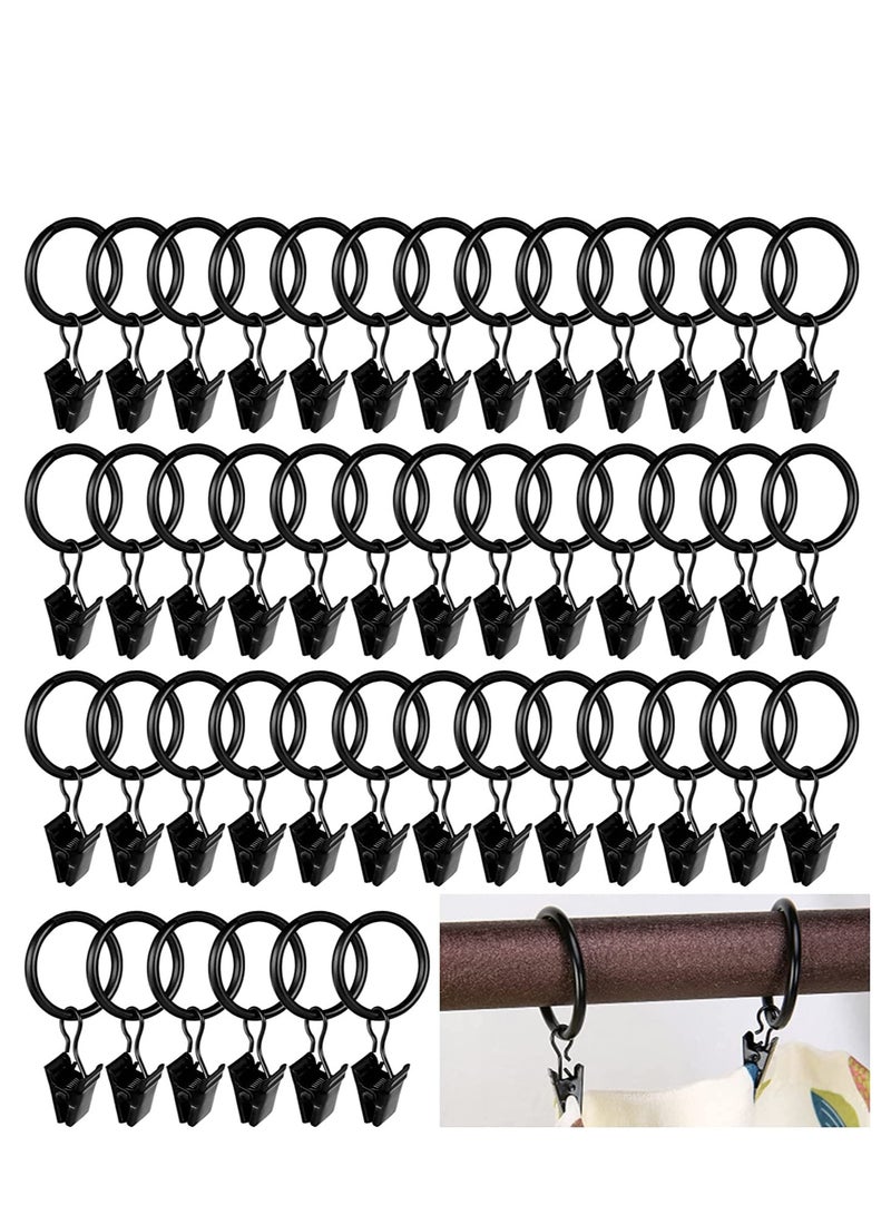 45 Pack Curtain Rings with Clips, Metal Matte Vintage Drapery Clips with Rings, Rustproof Decorative Drapery Curtain Clip Rings Hooks, 1 Inch Interior Diameter, Fits up to 5/8" Rod, Black - Image 1