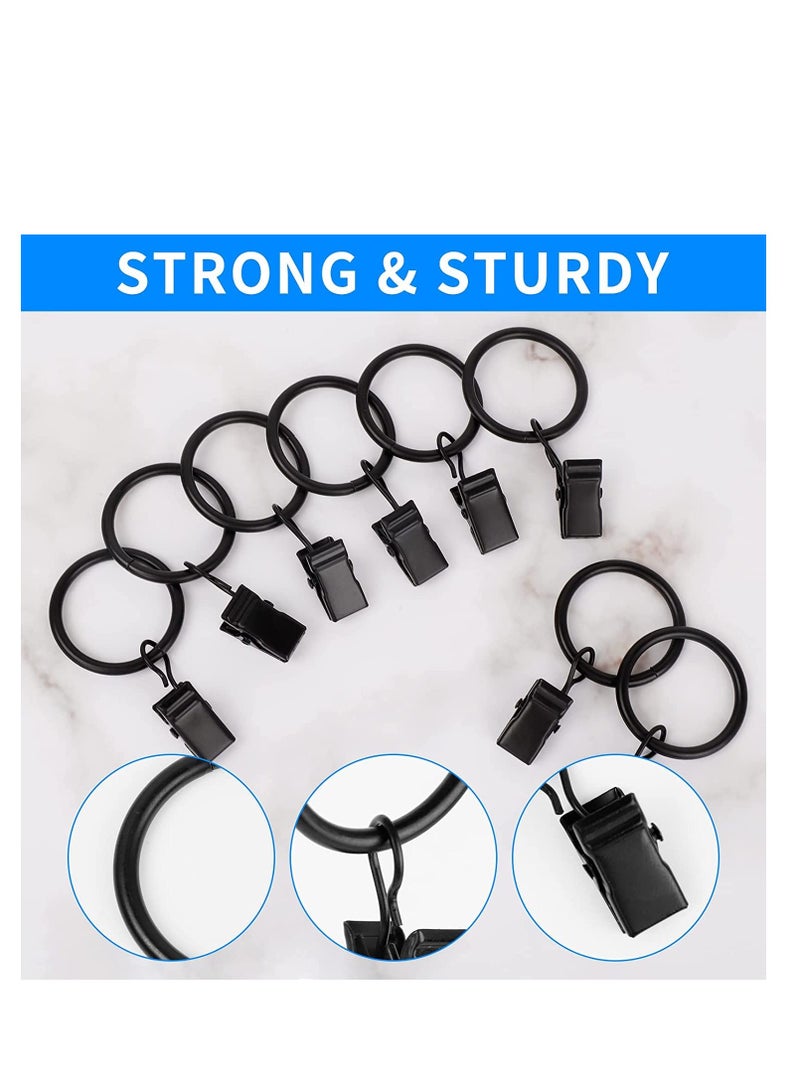 45 Pack Curtain Rings with Clips, Metal Matte Vintage Drapery Clips with Rings, Rustproof Decorative Drapery Curtain Clip Rings Hooks, 1 Inch Interior Diameter, Fits up to 5/8" Rod, Black - Image 2