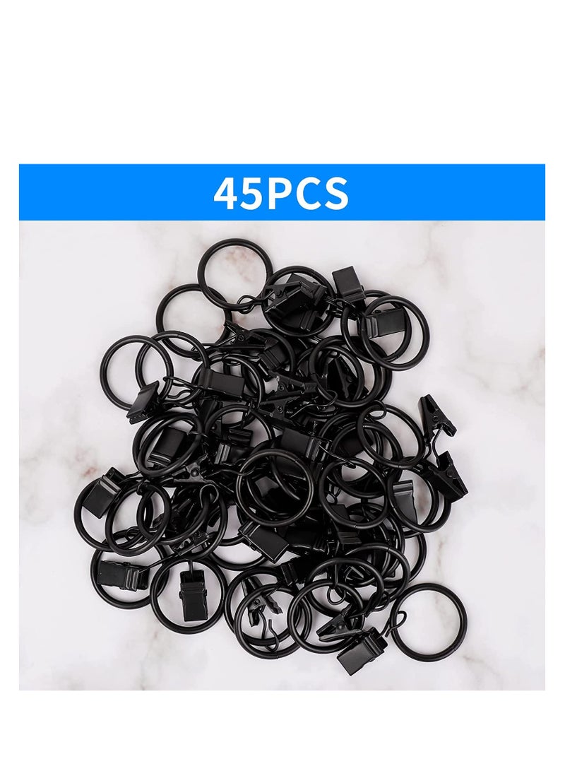 45 Pack Curtain Rings with Clips, Metal Matte Vintage Drapery Clips with Rings, Rustproof Decorative Drapery Curtain Clip Rings Hooks, 1 Inch Interior Diameter, Fits up to 5/8" Rod, Black - Image 5