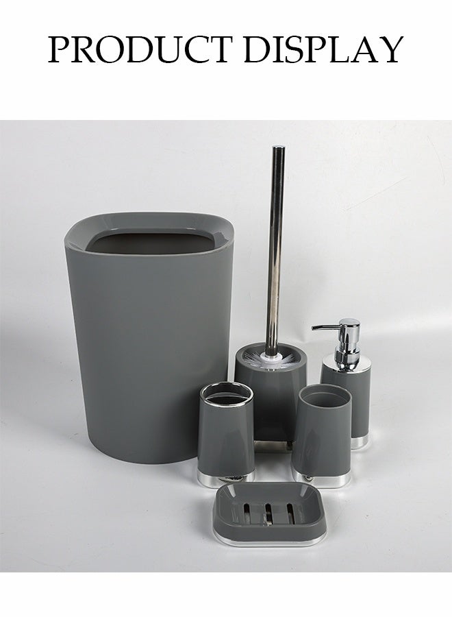 DUNISO 6 Pieces of Bathroom Accessories Set, Household Toiletries Set, Bathroom Storage Set,Sturdy and Durable， with Garbage can, Soap Dish, Toilet Brush, Mouthwash Cup, Lotion Bottle, Toothbrush Holder,Suitable for Family and Travel Use  - Image 5