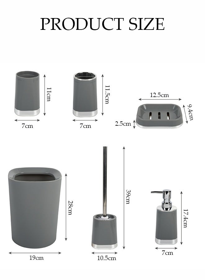 DUNISO 6 Pieces of Bathroom Accessories Set, Household Toiletries Set, Bathroom Storage Set,Sturdy and Durable， with Garbage can, Soap Dish, Toilet Brush, Mouthwash Cup, Lotion Bottle, Toothbrush Holder,Suitable for Family and Travel Use  - Image 2