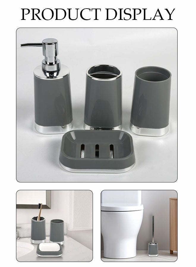 DUNISO 6 Pieces of Bathroom Accessories Set, Household Toiletries Set, Bathroom Storage Set,Sturdy and Durable， with Garbage can, Soap Dish, Toilet Brush, Mouthwash Cup, Lotion Bottle, Toothbrush Holder,Suitable for Family and Travel Use  - Image 4