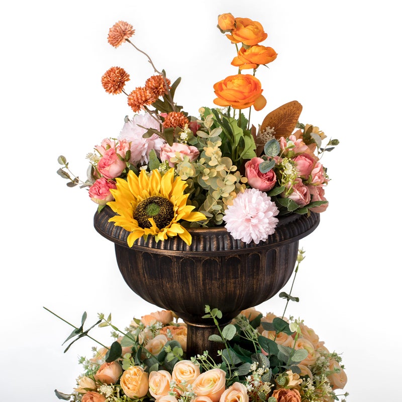 Gardenised Outdoor Garden Triple Stacked Flower Bowl Urn Tier Planter Decoration, Bronze - Image 5