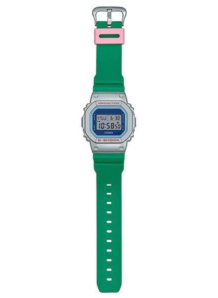 CASIO - G-Shock Digital Green Resin Strap Unisex Watch DW-5600EU-8A3DR - Image 1
