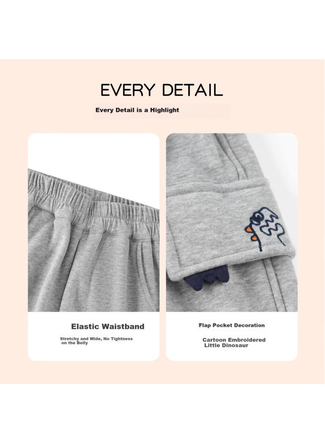 Momoco Boys' Pants  Autumn Winter Trendy Casual Sweatpants Light Gray 130 - Image 2