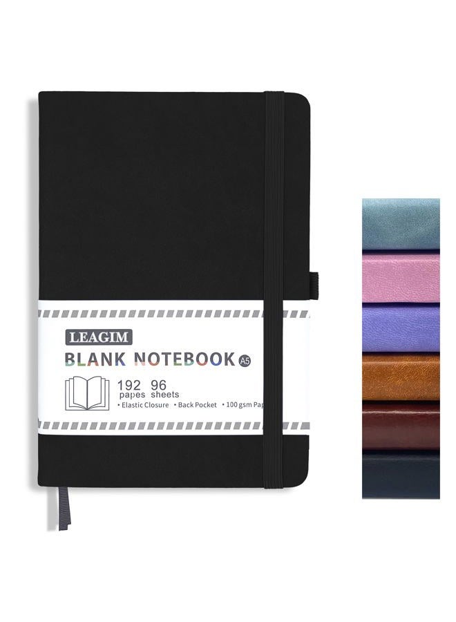 LEAGIM Blank Journal Notebook, A5, 192 Pages 100 GSM Thick Sketch Book for Women Men, Hardcover Leather Unlined Journaling for Work, Notebooks for Writing, 5.8 inches x 8.5 inches (Purple) - Image 1