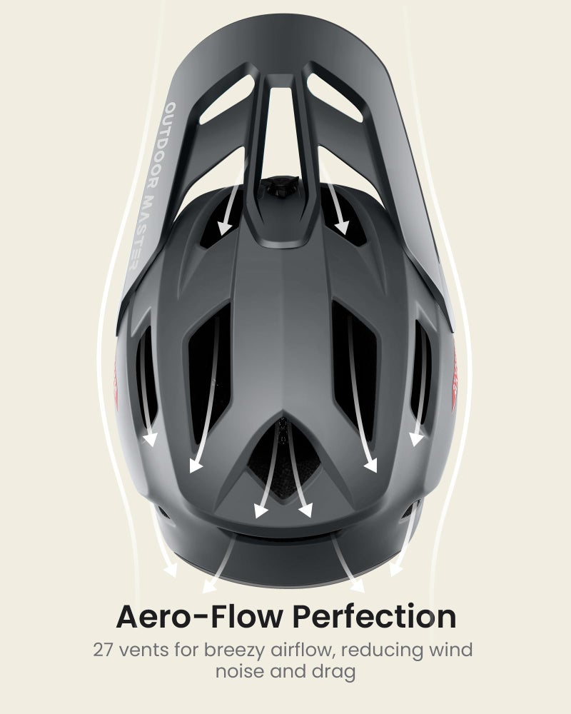 OutdoorMaster Full Face Mountain Bike Helmet for Men & Women -Two Removable Chin Pad Grizzly, Ventilation Lightweight Racing Downhill DH BMX MTB Helmet (Slate Grey, Small) - Image 4