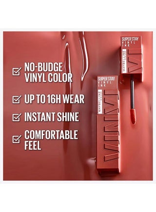 Super Stay Vinyl Ink Nudes Longwear Transfer Proof Gloss Lipstick 120 Punchy - view 4