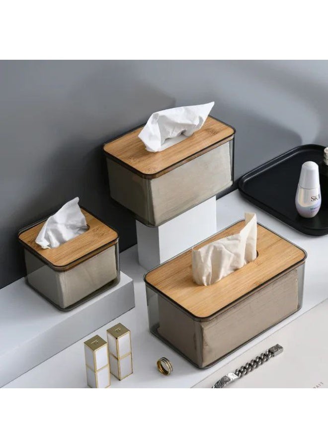 Shatterproof acrylic tissue box with wooden lid - Image 3