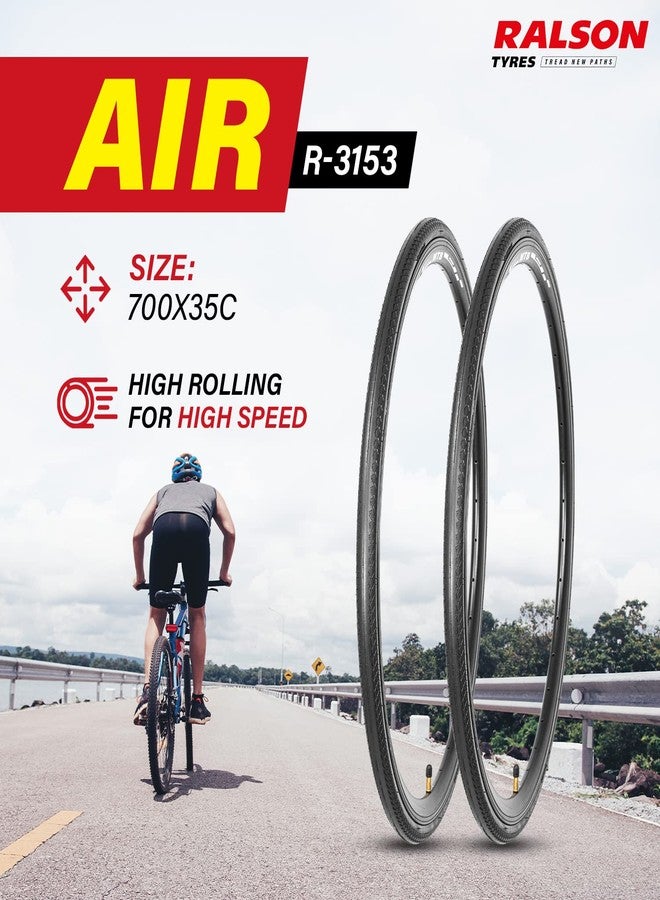 Ralson 700 * 35C | City Bike Nylon Black Tyre | Side Grooves for Stable Cornering (R-3153) - Image 3