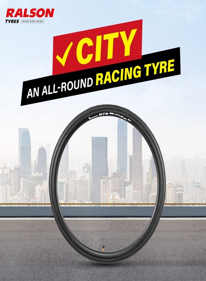 Ralson 700 * 35C | City Bike Nylon Black Tyre | Side Grooves for Stable Cornering (R-3153) - Image 4