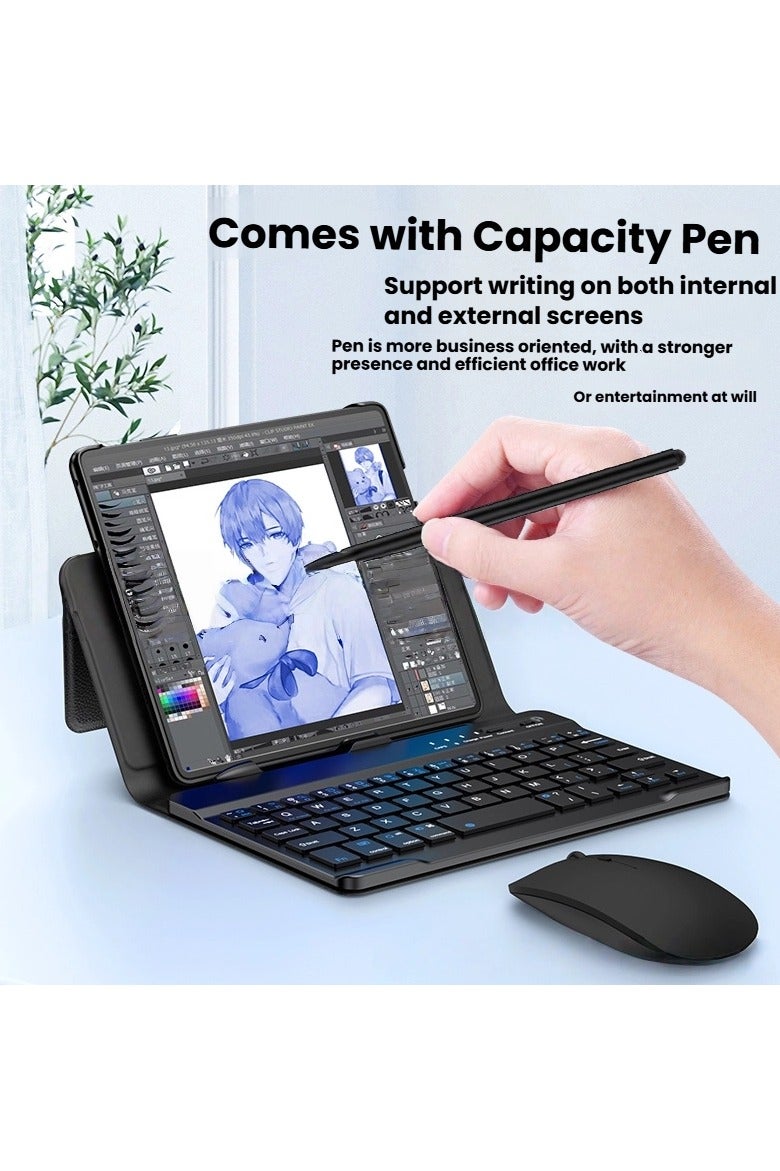 general Suitable for Samsung Z Fold7 mobile phone keyboard case, full-coverage Bluetooth keyboard and mouse case with pen slot, foldable screen shockproof portable case. - Image 3