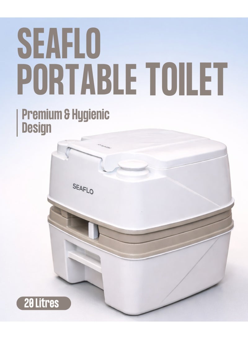 SEAFLO 22L Premium Portable Camping Toilet with 15L Flush Tank – Leakproof Travel RV & Outdoor Toilet - Image 1